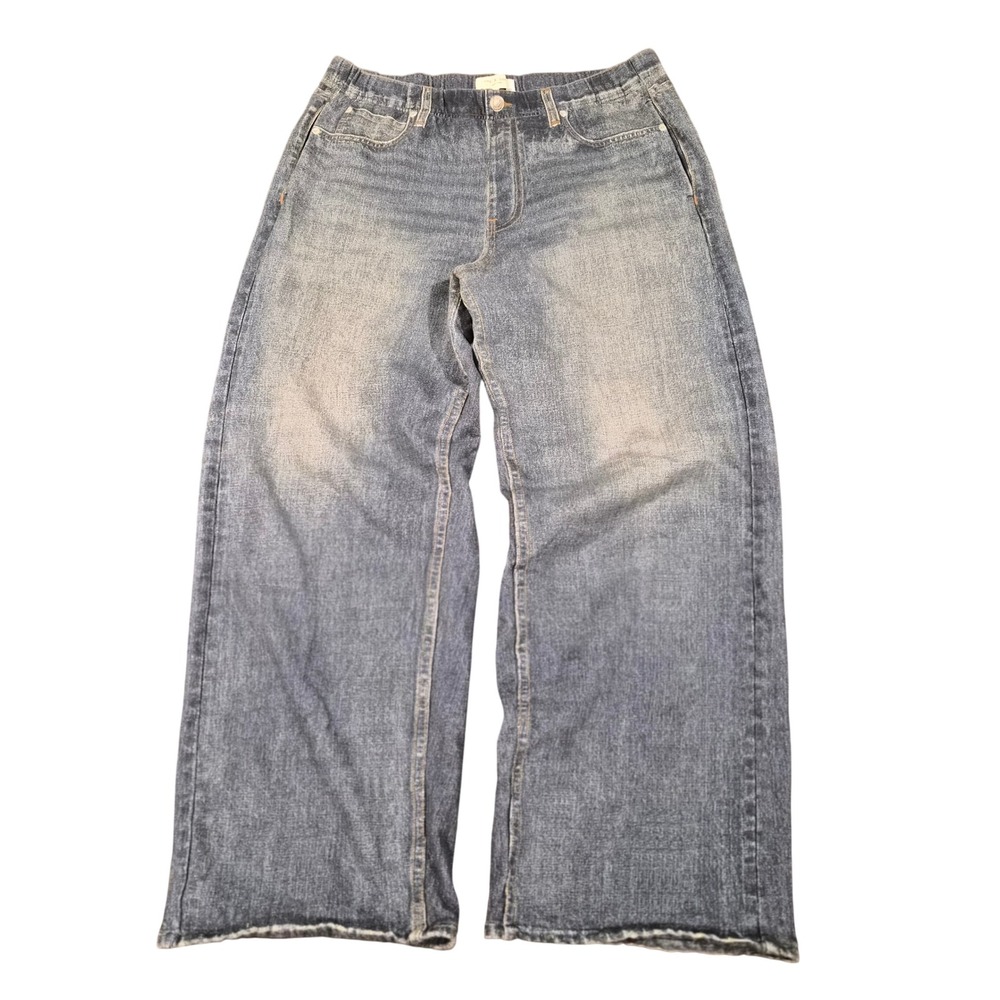 rag & bone Miramar Wide Leg Distressed Jeans - Faded Blue